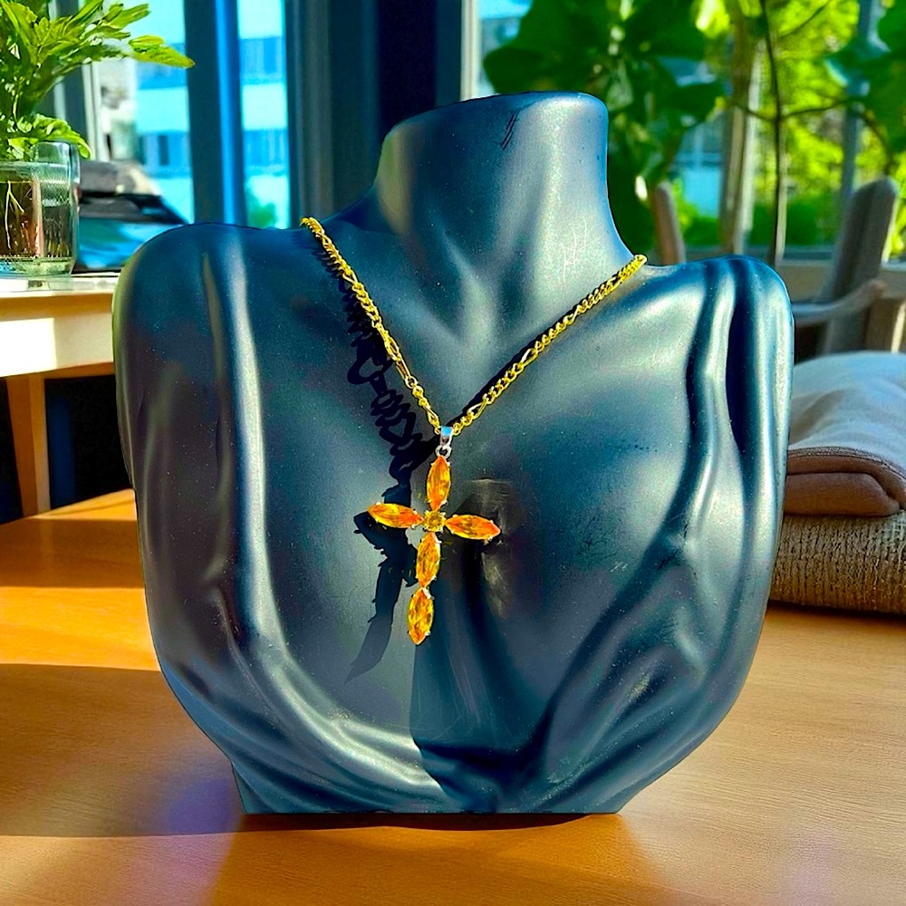 Drop Dead Gorgeous Lux Dripping Shimmering Big Statement Cross Filigree Necklace